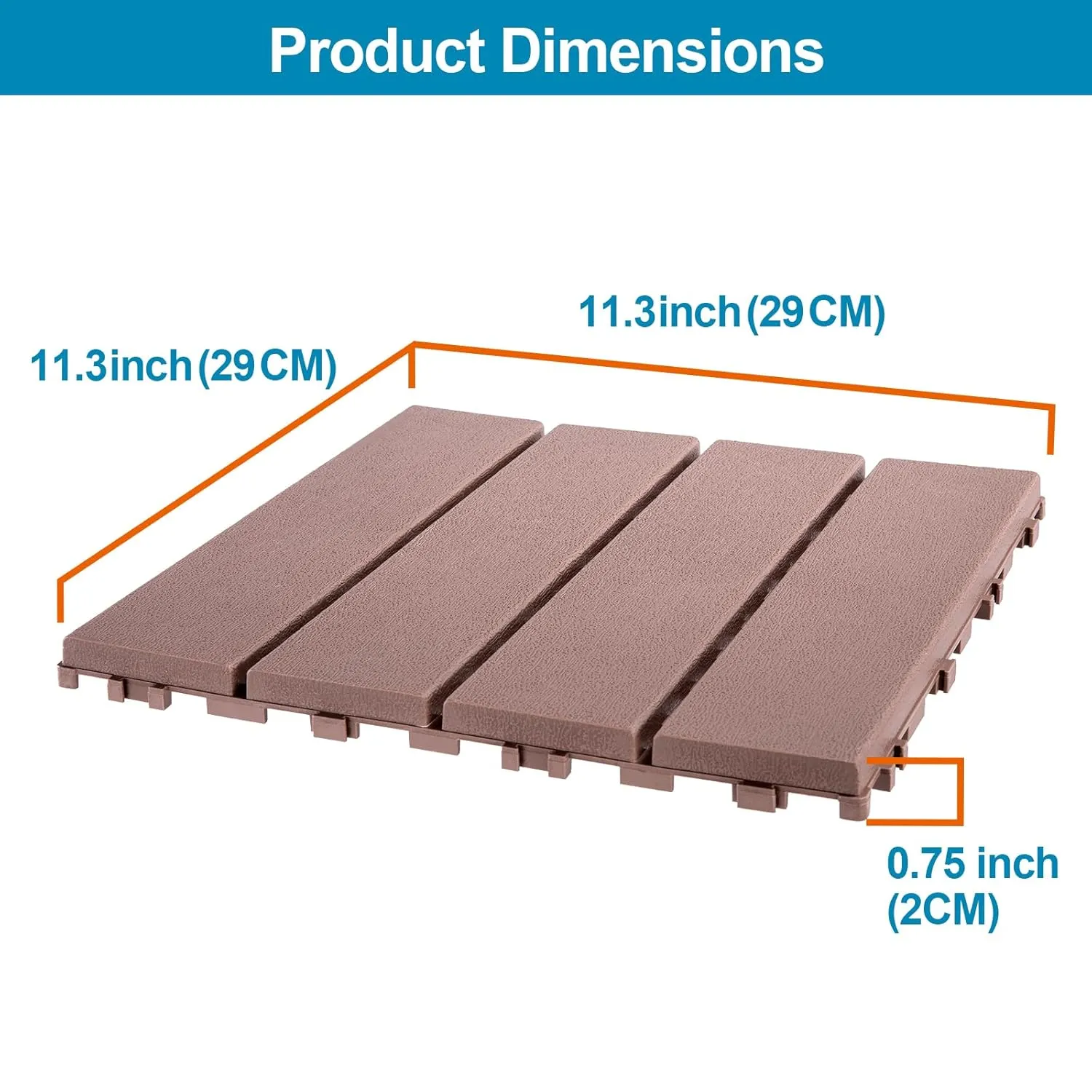 Spurtar Plastic Interlocking Deck Tiles - 9 Pack 11.3" x 11.3" Decking Tiles Outdoor Waterproof Easy Snap for Back Yard, Patio Flooring, Pool, Apartment Balcony Decorations, All Weather Use, Brown