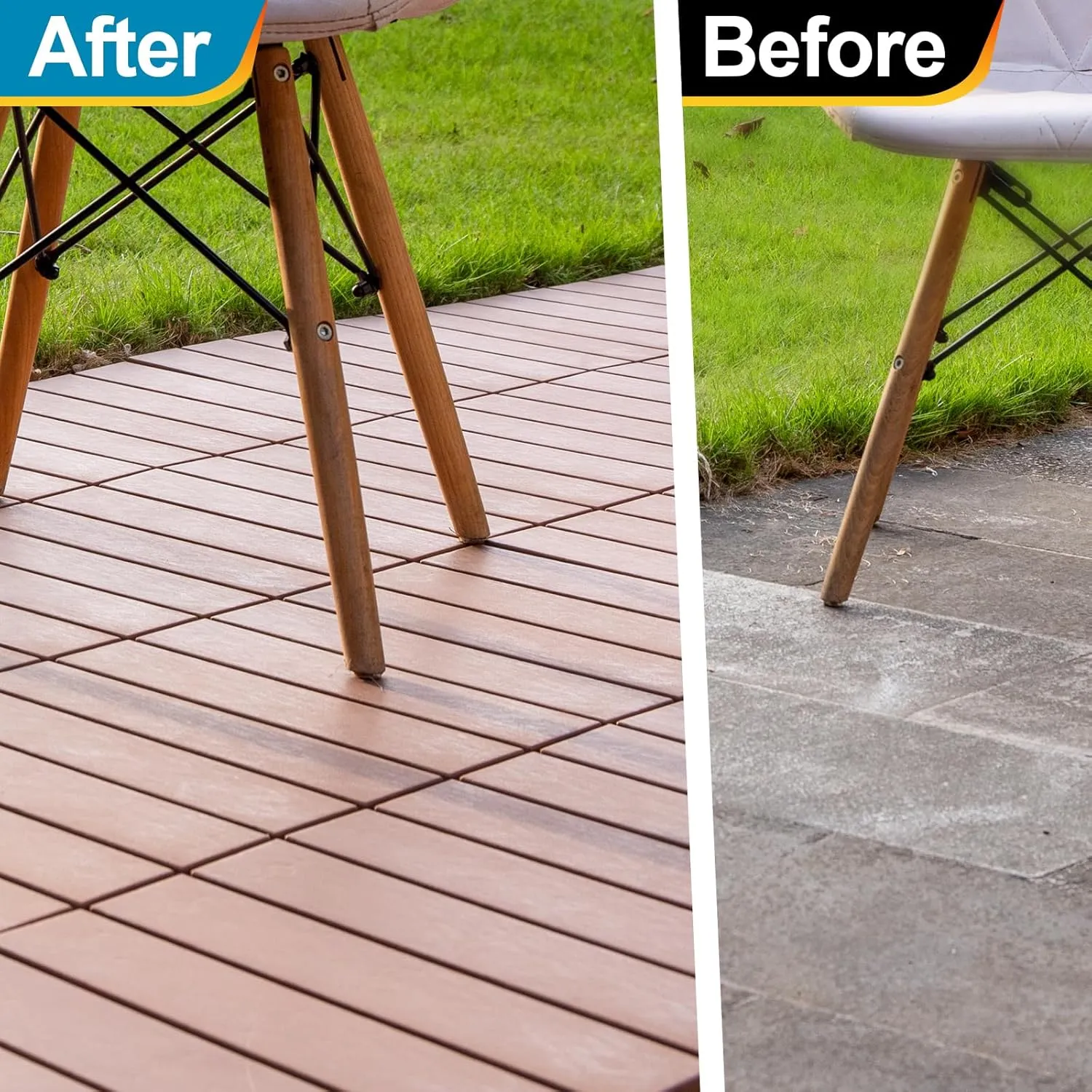 Spurtar Plastic Interlocking Deck Tiles - 9 Pack 11.3" x 11.3" Decking Tiles Outdoor Waterproof Easy Snap for Back Yard, Patio Flooring, Pool, Apartment Balcony Decorations, All Weather Use, Brown