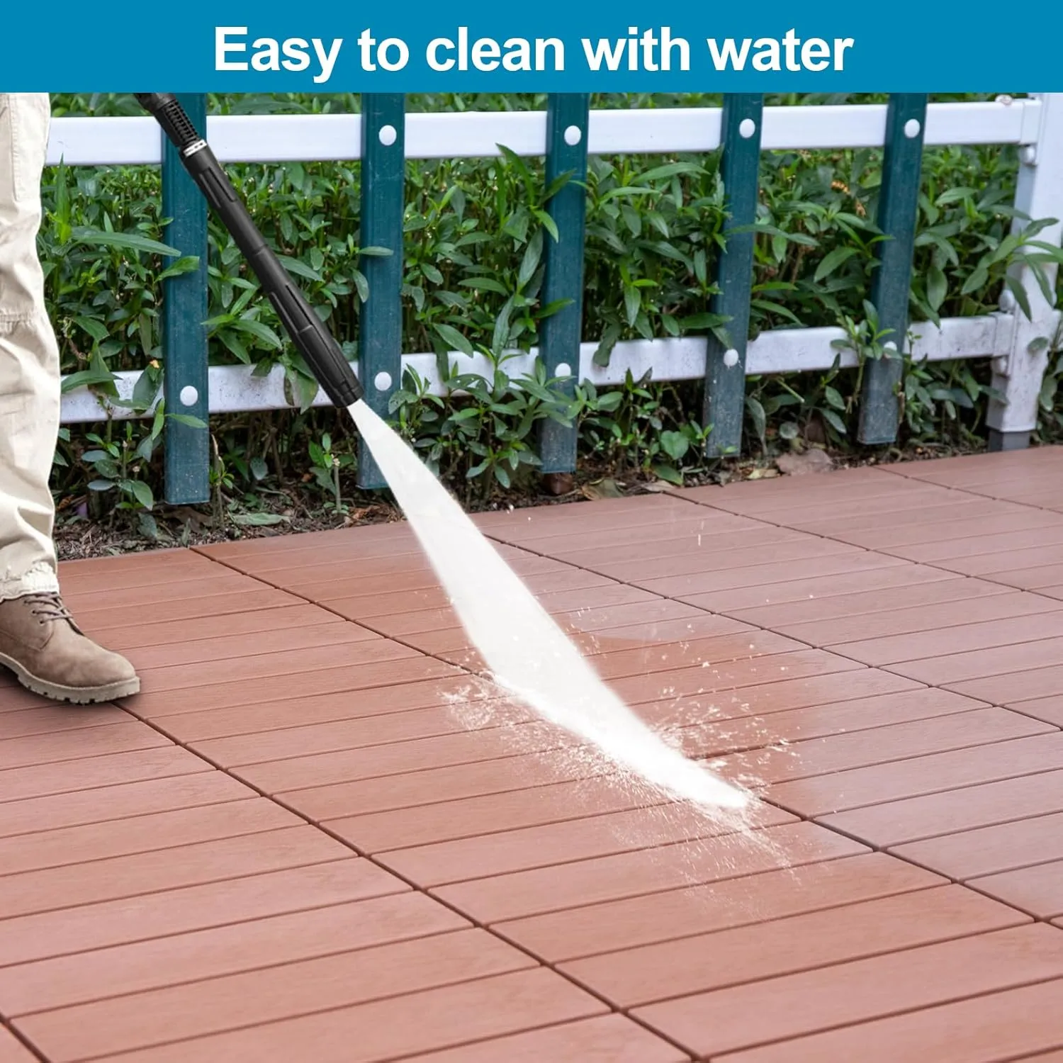 Spurtar Plastic Interlocking Deck Tiles - 9 Pack 11.3" x 11.3" Decking Tiles Outdoor Waterproof Easy Snap for Back Yard, Patio Flooring, Pool, Apartment Balcony Decorations, All Weather Use, Brown