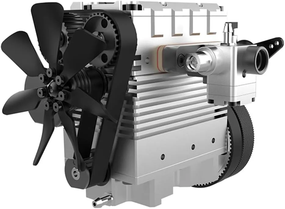 ST-NF2 Mini Air-Cooled Engine Model Kit, Inline Double-Cylinder Four-Stroke, DIY Assembly Engine Model, Works for Adults (Silver)