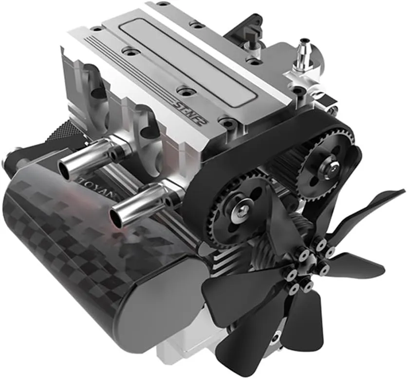 ST-NF2 Mini Air-Cooled Engine Model Kit, Inline Double-Cylinder Four-Stroke, DIY Assembly Engine Model, Works for Adults (Silver)
