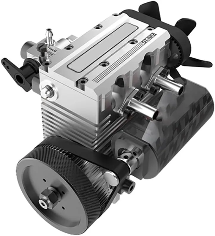 ST-NF2 Mini Air-Cooled Engine Model Kit, Inline Double-Cylinder Four-Stroke, DIY Assembly Engine Model, Works for Adults (Silver)