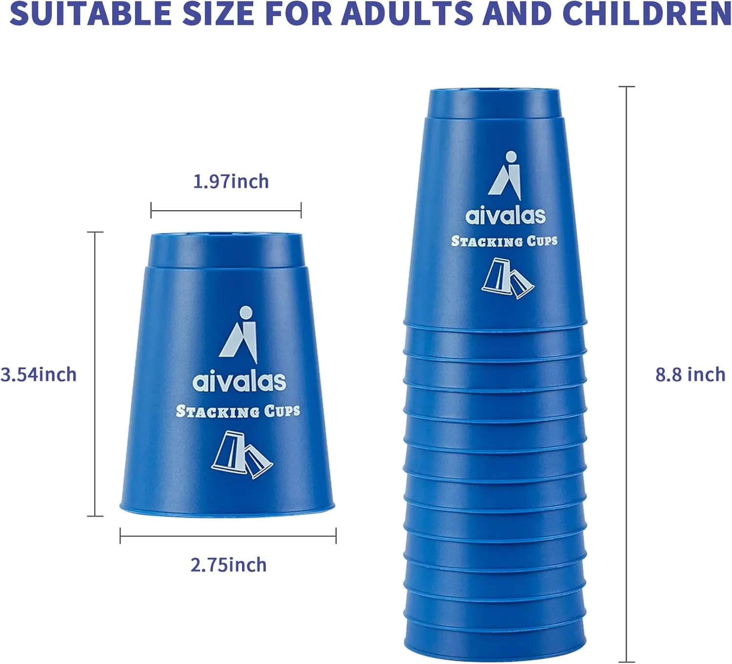 Stack Cups, 24pcs Sports Stacking Cup Set Classic Stack Training Game Toys for Boys Girls Kids Stacking Cups (Blue & Red), Gift for Halloween Christmas