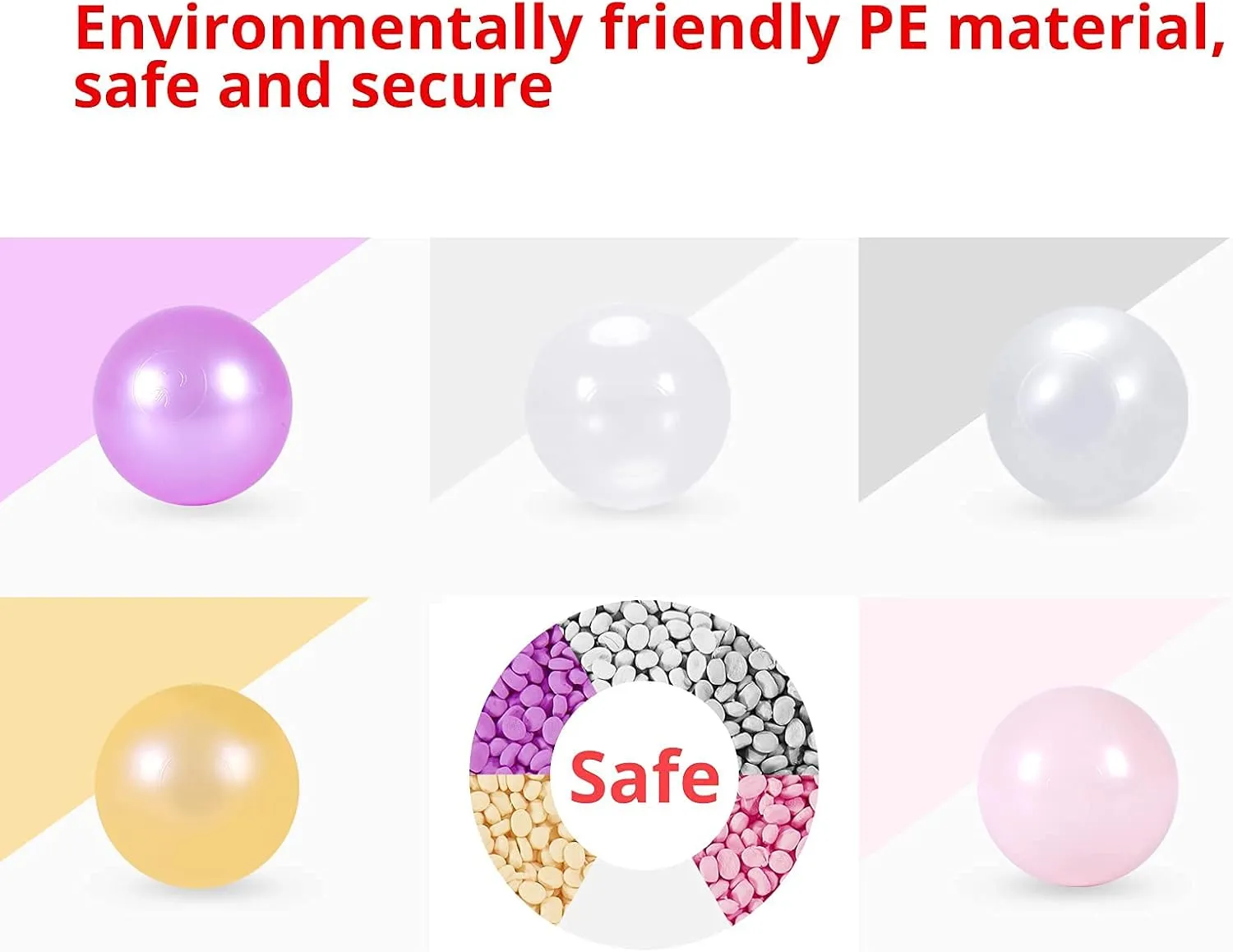 STARBOLO Ball Pit Balls Pack of 100 - BPA&Phthalate Free Non-Toxic Crush Proof Play Pit Soft Plastic Ball for 1 2 3 4 5 Years Old Toddlers Baby Kids Birthday Pool Tent Party