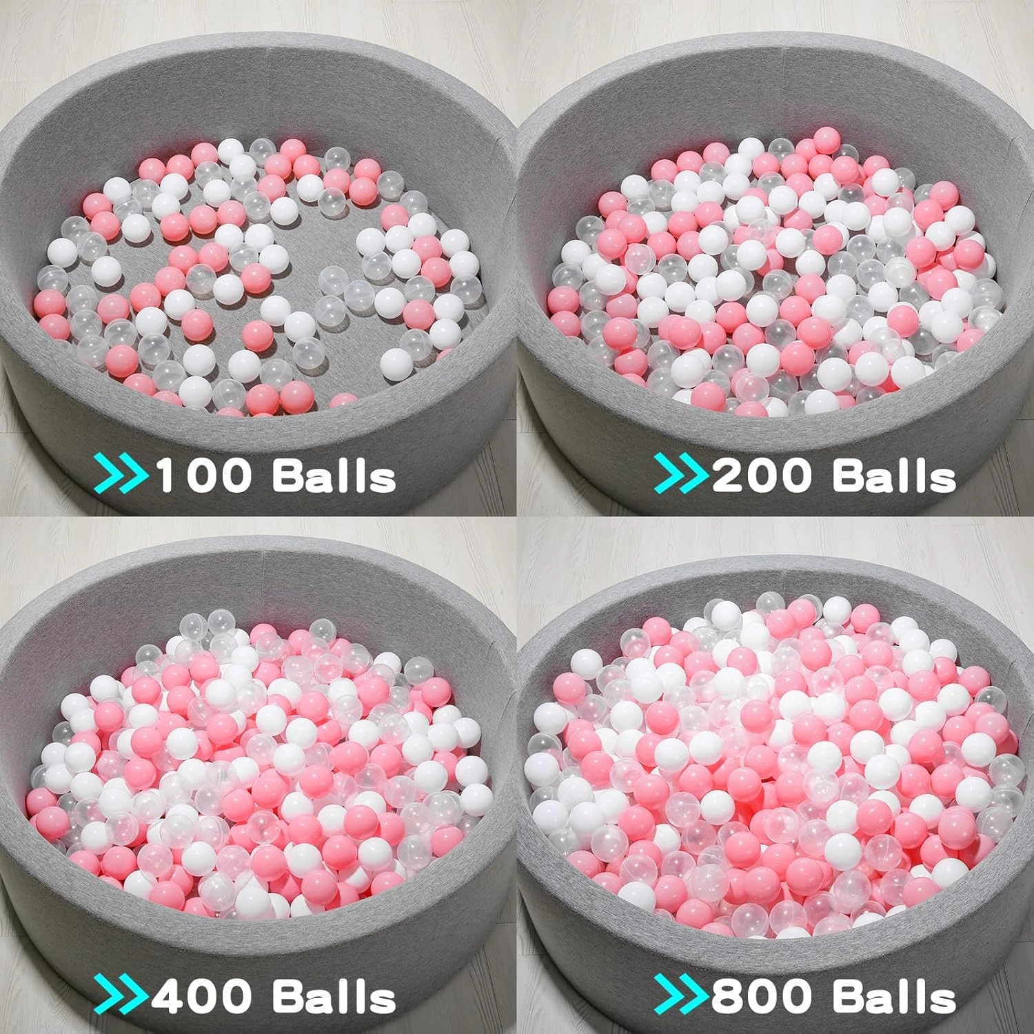 STARBOLO Ball Pit Balls Pack of 100 - BPA&Phthalate Free Non-Toxic Crush Proof Play Pit Soft Plastic Ball for 1 2 3 4 5 Years Old Toddlers Baby Kids Birthday Pool Tent Party