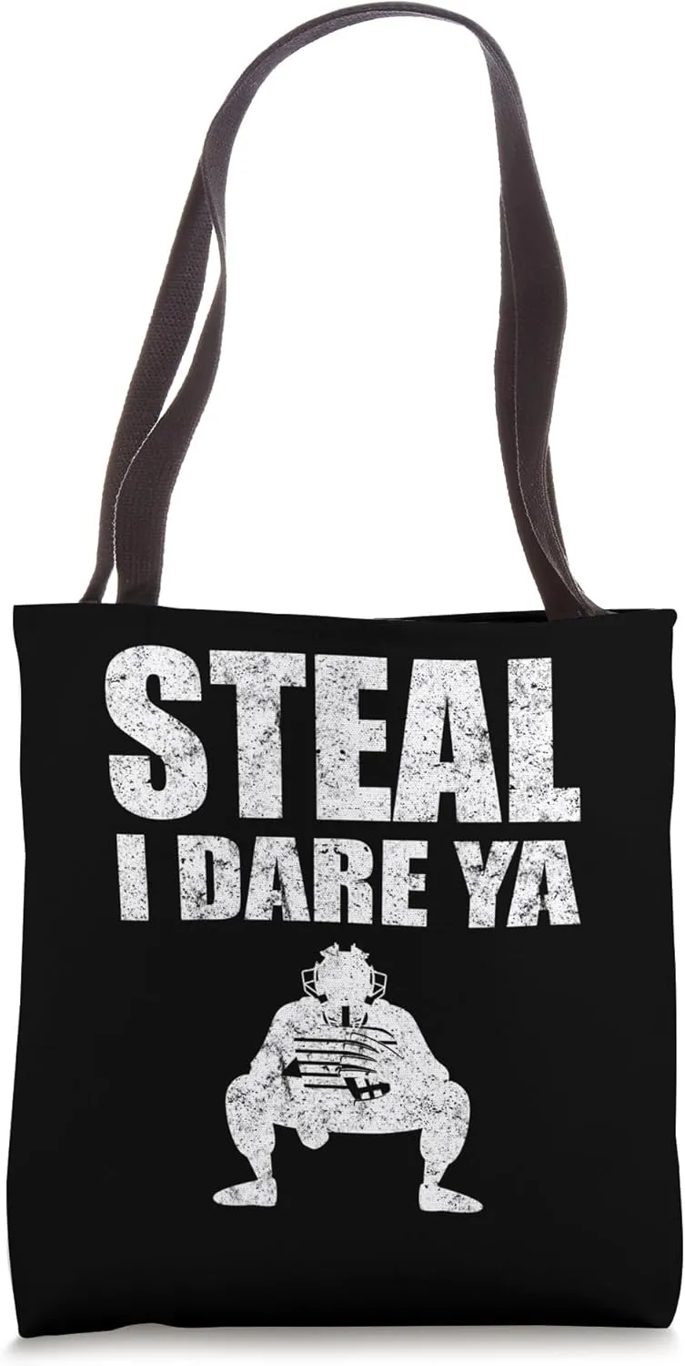 Steal I Dare Ya Sports Funny Softball Soft Ball Player Tote Bag