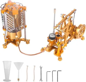 Steam Engine Kit, ENJOMOR Watt Steam Engine Scientific Educational Model Toys Steam Pump with Boiler Generator