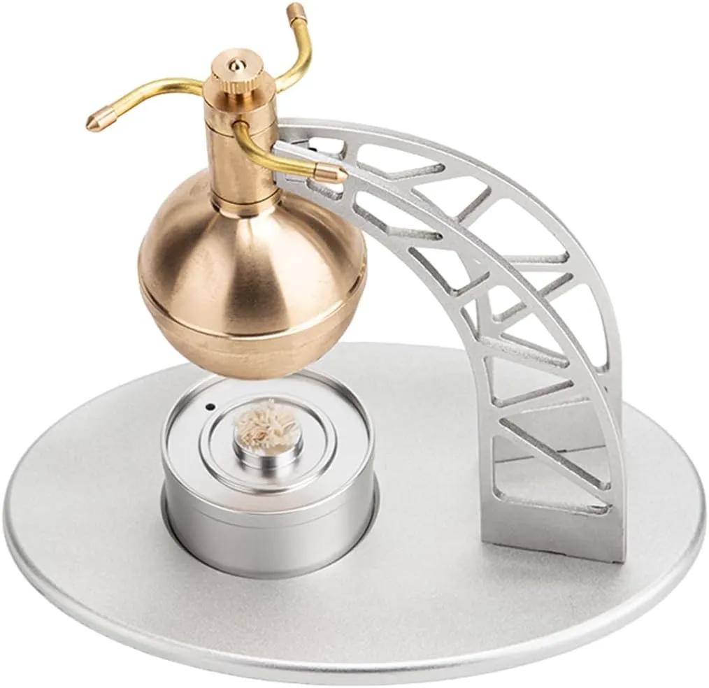 Steam Engine Model - Miniature Engine Model That Runs, Explore Ancient Aeolipile Engineering with Steam Engine and Mini Engine Kit, Physics Science Engine Toy Set (Silver)
