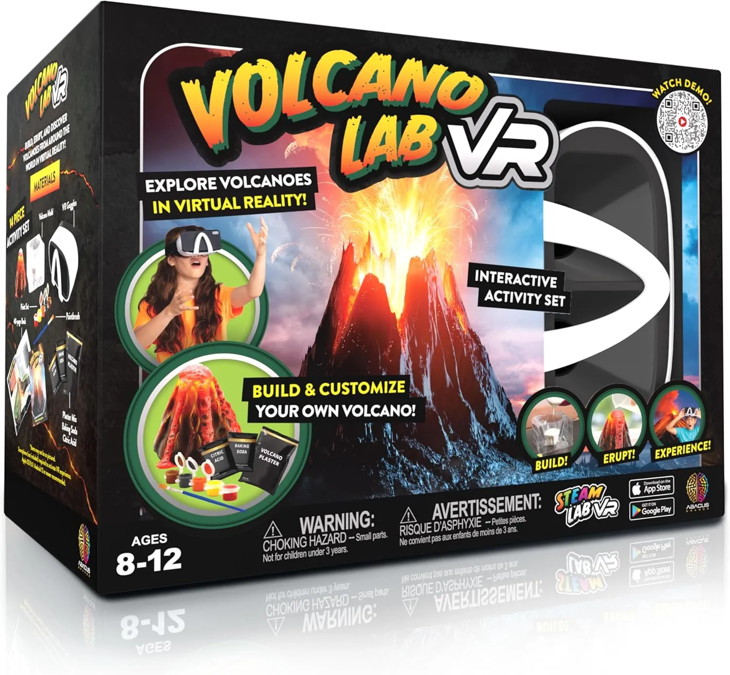 STEAM Volcano Lab VR - Build and Erupt Your Own Volcano - Virtual Reality Kids Science Kit, Book and Interactive STEAM Learning Activity Set - for Ages 8 and Up