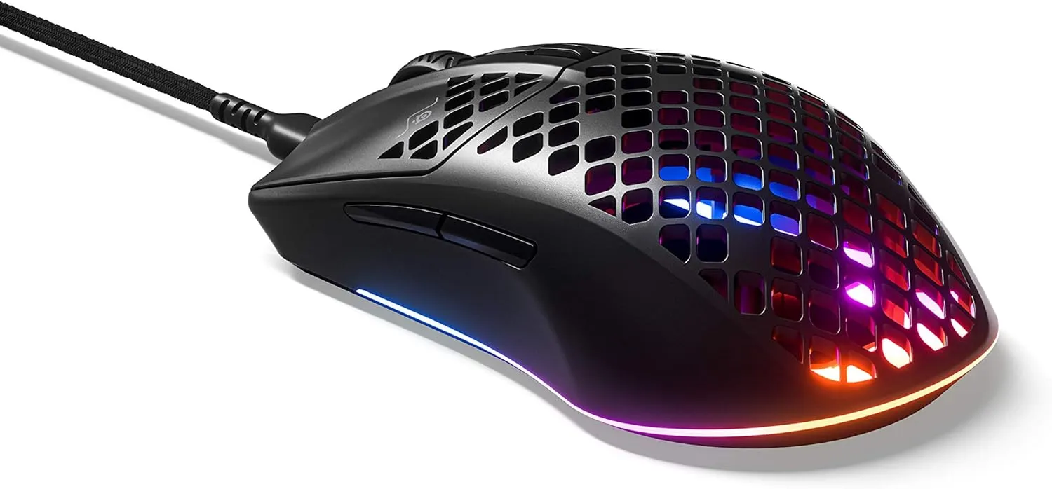 SteelSeries Aerox 3 - Super Light Gaming Mouse - 8,500 CPI TrueMove Core Optical Sensor - Ultra-lightweight Water Resistant Design - Universal USB-C connectivity