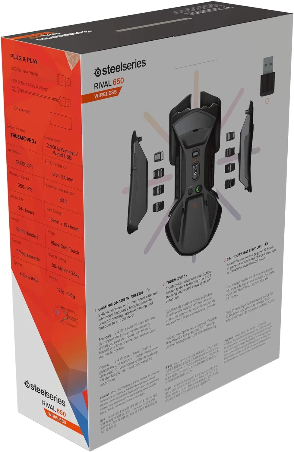 SteelSeries Rival 650 - Quantum Wireless Gaming Mouse - Rapid Charging Battery - Low 0.05 Lift-Off Distance - 256 Weight Configurations