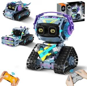 STEM Robot Building Kit, 3 in1 Remote & App-Controlled Robotic Toys, Robot Building Blocks Set with LED Eyes & Sound, Christmas Birthday Gifts for Boys Girls Age 6 7 8 9 10 11 12  Year Old (433 Pcs)