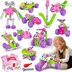 STEM Toys for 4 5 6 7 8  Year Old Girl Birthday Gifts Pink Educational Building Toys for Kids Ages 4-8 5-7 8-10 Stem Activities Construction Toy for Girls 4-6 6-8 Creative Games Holiday Idea Gift