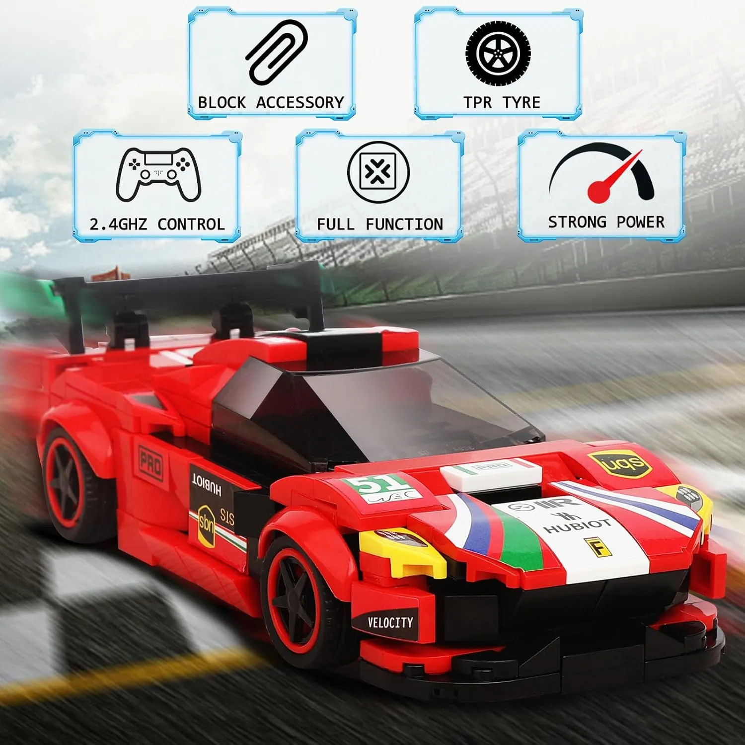STEM Toys for 6-10 Year Old Boys Girls - 306 pcs RC Car Building Block Set - Remote Control Racing Car Building Toy Sets Building Kit for Kids (Red)