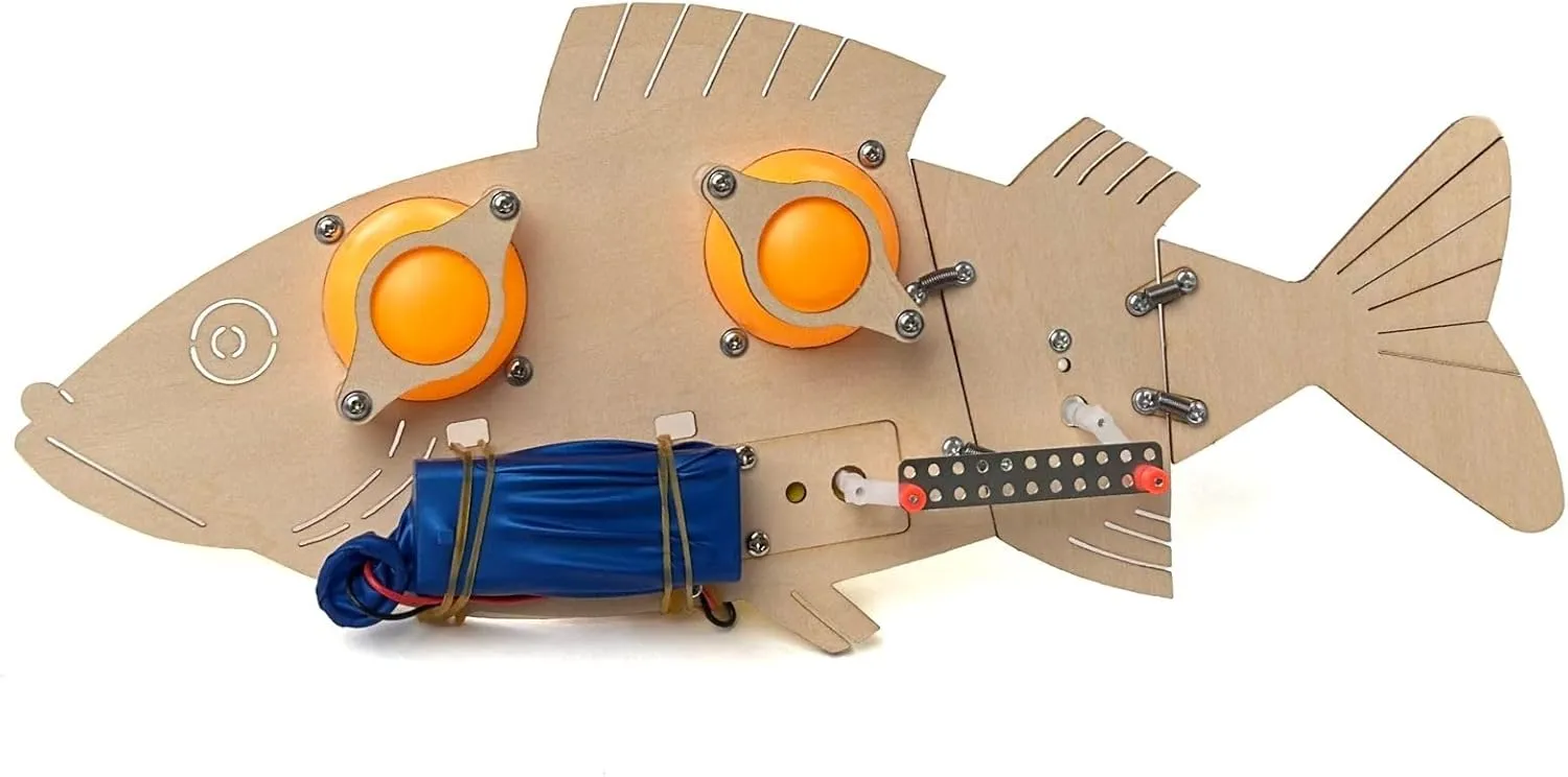 STEM Wooden Bionic Fish Kit for Kids Age 8-12– Build Your Own Mechanical Swimming Fish Model, DIY Educational Science Project Toy for Kids Aged 8,9,10,11,12