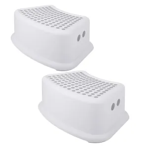 Step Stool for Kids (2 Pack), Toddlers Stool for Potty Training, Bathroom, Kitchen, Bedroom, Toy Room and Living Room. Toilet Stools with Soft Anti-Slip Grips for Safety, Stackable (Grey)