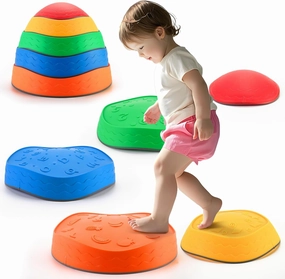 Stepping Stones for Kids - 5pcs Durable Non-Slip Toddler Stepping Stones for Promoting Toddler's Motor Balance Skills, Indoor & Outdoor Obstacle Course Game Toys for Toddler & Kids Age 3 
