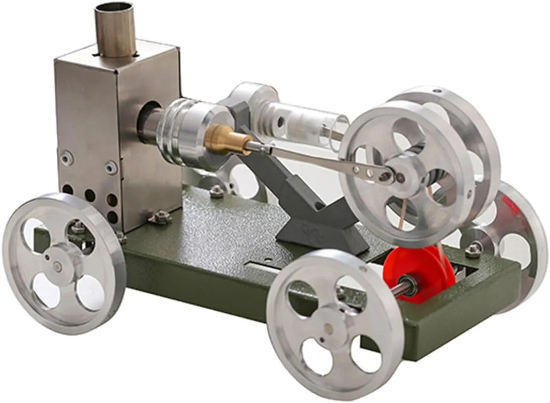 Stirling Engine Model Kits, Self-Assembly Alcohol-Powered Stirling Engine Car Model for Physical Science Experiment Display