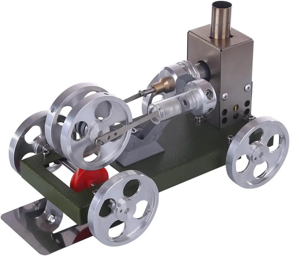 Stirling Engine Model Kits, Self-Assembly Alcohol-Powered Stirling Engine Car Model for Physical Science Experiment Display