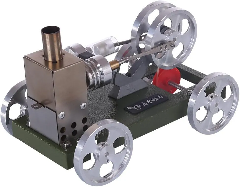 Stirling Engine Model Kits, Self-Assembly Alcohol-Powered Stirling Engine Car Model for Physical Science Experiment Display