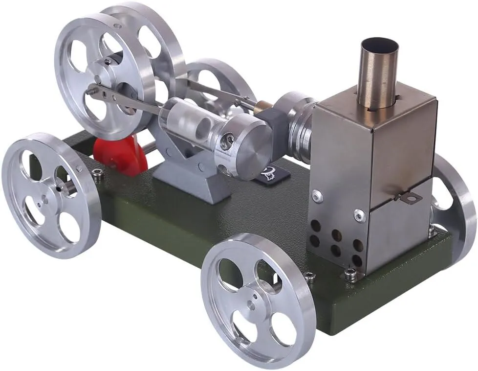 Stirling Engine Model Kits, Self-Assembly Alcohol-Powered Stirling Engine Car Model for Physical Science Experiment Display