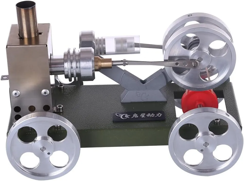 Stirling Engine Model Kits, Self-Assembly Alcohol-Powered Stirling Engine Car Model for Physical Science Experiment Display