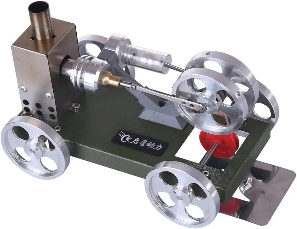 Stirling Engine Model Kits, Self-Assembly Alcohol-Powered Stirling Engine Car Model for Physical Science Experiment Display