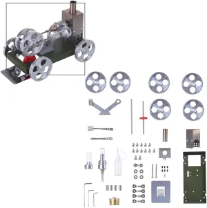 Stirling Engine Model Kits, Self-Assembly Alcohol-Powered Stirling Engine Car Model for Physical Science Experiment Display