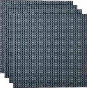 Strictly Briks 4 Pack Baseplates 10x10 in, Stackable Building Plates with 32 x 32 Studs, Mats, Bases, Boards, Sheets 100% Compatible with All Major Brands, Gray