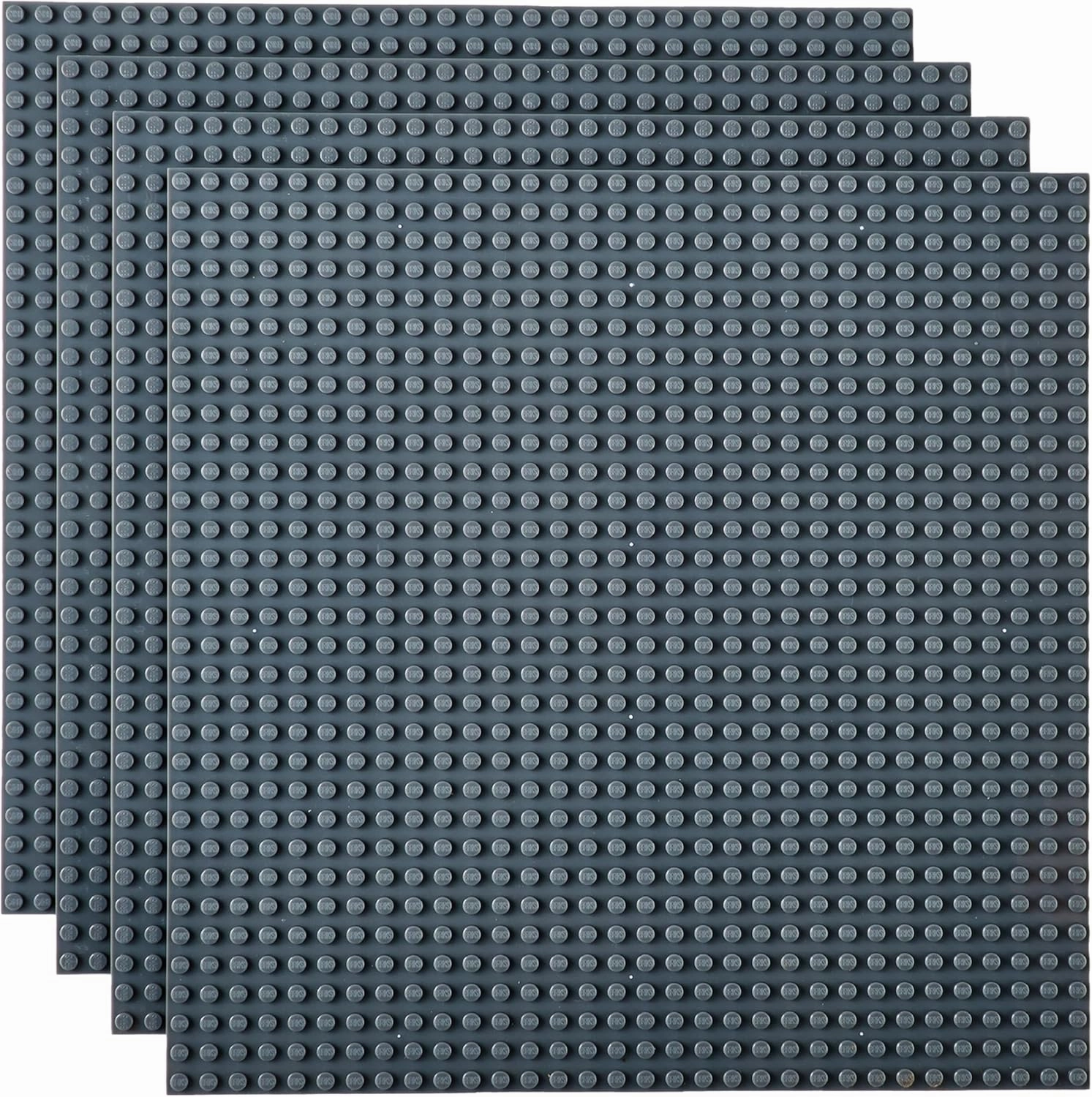 Strictly Briks 4 Pack Baseplates 10x10 in, Stackable Building Plates with 32 x 32 Studs, Mats, Bases, Boards, Sheets 100% Compatible with All Major Brands, Gray