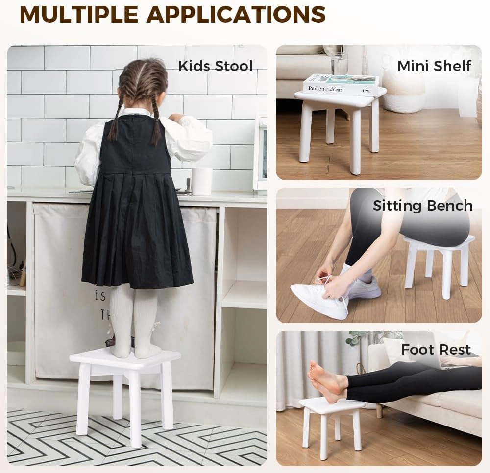 StrongTek Sturdy Bamboo Step Stool with Anti-Slip Feet, Easy-Assembly, 300 LBS Capacity, Ideal for Kids and Adults, Perfect for Bathroom, Bedroom, or Doorway Use, 11" x 11" x 10.6"