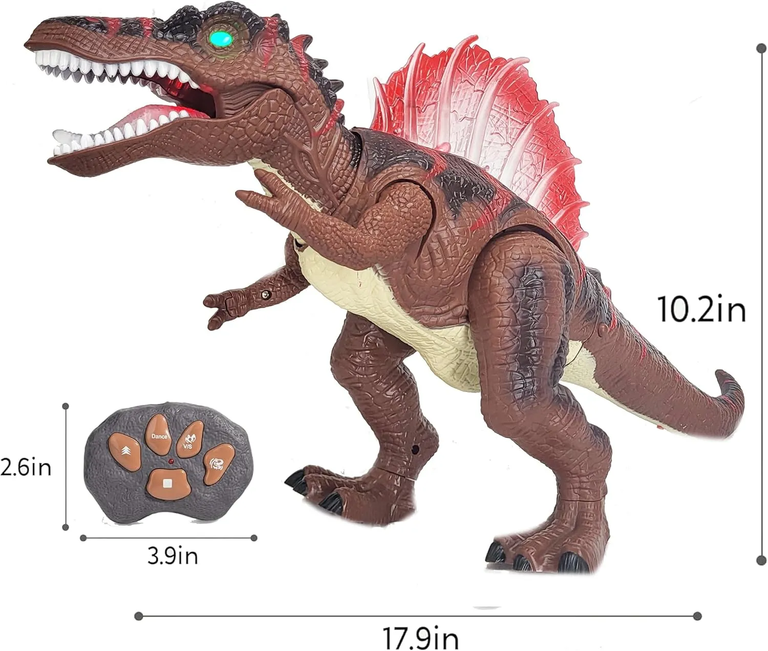 Sumac Interactive Spinosaurus Dinosaur Toy with LED Lights and Roaring Sound - Remote-Controlled, Educational Play for Party Favors and Gifts