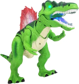 Sumac Realistic Walking Spinosaurus Toy Dinosaur Action Figure - Multicolored LED, Sound Effects, Safe BPA-Free Material - Ideal for Birthday