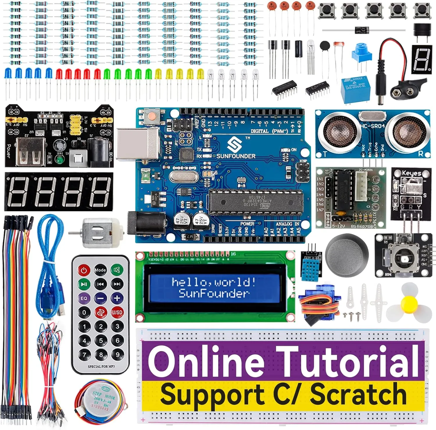 SunFounder Project Complete Starter kit Compatible with Arduino UNO R3 Arduino IDE/Scratch Coding with 42 Detailed Online Tutorials