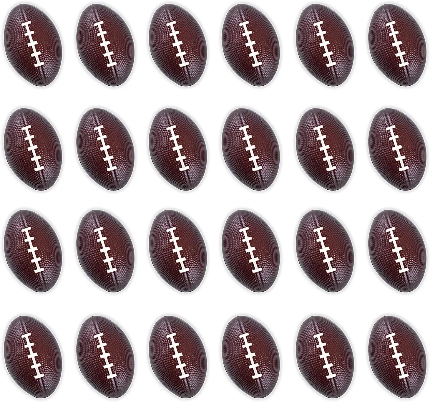 Super Z Outlet Mini Foam Sports Balls 24 Pack for Kids Adults Mini Baseball Football Basketball Soccer Stress Bulk Toy Game Party Decoration Small Relaxable (Football)