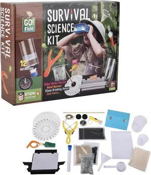 Survival Science Kit – 12 Outdoor Science Experiments Including Solar Water Heater, Hand Warmer, Clean Drinking Water, Fun STEM Authenticated Activities for 8  Year Old Kids