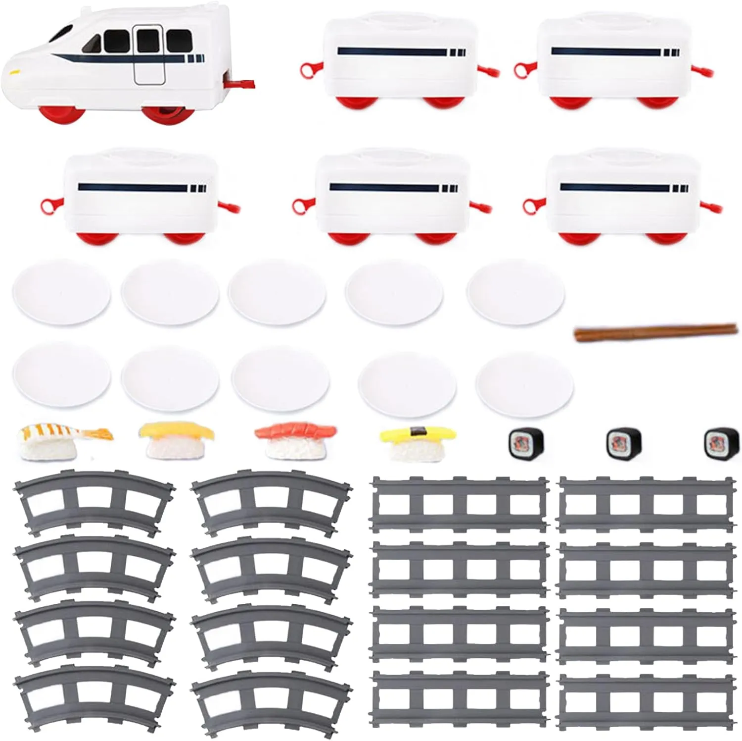 Sushi Train Rotating Food Train for Table Household Dinner Train with Rail Conveyor Belt Serving Tray Battery Powered Train Table