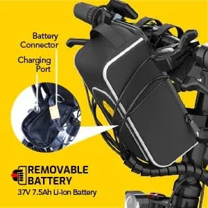 Swagtron eBike Battery Pack for EB15 Viper Folding Off-Road Electric Mountain Bike | Swappable 37V eBike Battery | 4 Hr. Charge Time, 16.8-Mi. Range | Lightweight, Easy Access & Travel-Ready