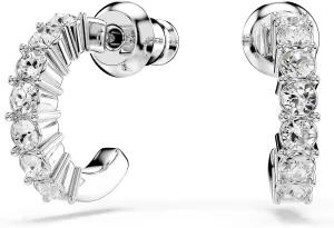 Swarovski Mini Hoop hoop earrings, Round cut, clear, Rhodium finish