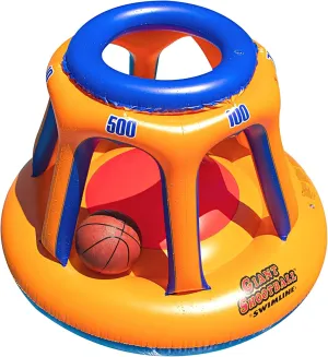 SWIMLINE Inflatable Pool Basketball Hoop Floating Or Poolside Game Giant Shootball Multiple Scoring Ports For Kids & Adults Swimming Splash Hoops With Water Basketball Pools Toy Outdoor Summer Hoops