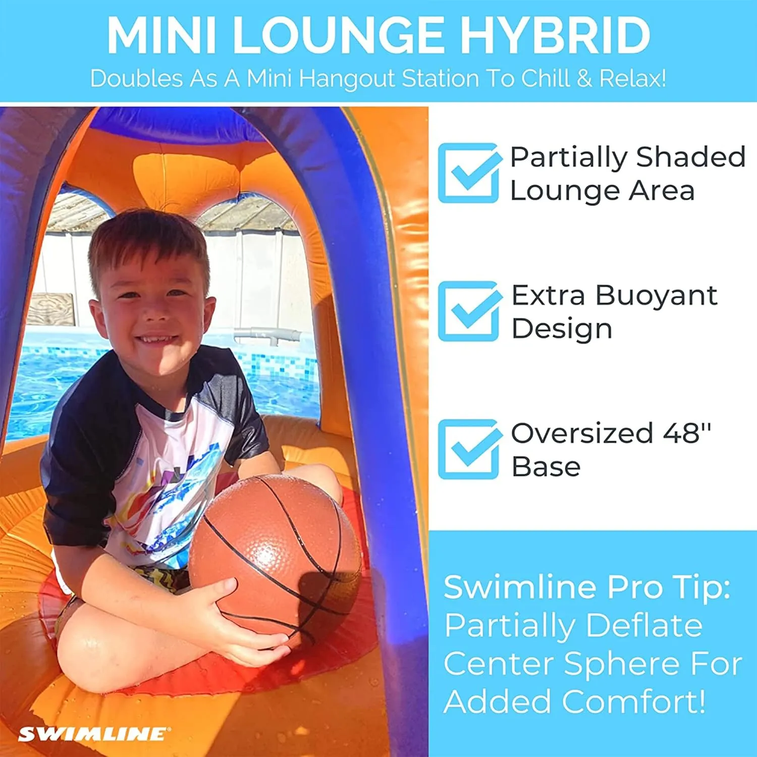 SWIMLINE Inflatable Pool Basketball Hoop Floating Or Poolside Game Giant Shootball Multiple Scoring Ports For Kids & Adults Swimming Splash Hoops With Water Basketball Pools Toy Outdoor Summer Hoops