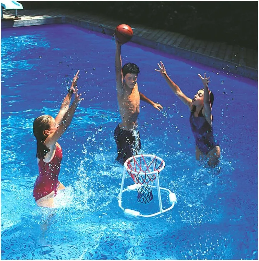 SWIMLINE Pool Basketball Hoop Floating Or Poolside Game With Real Feel Net & Float Foam For Kids & Adults Swimming Splash Super Hoops With Water Basketball Pools Toy Outdoor Summer 9162