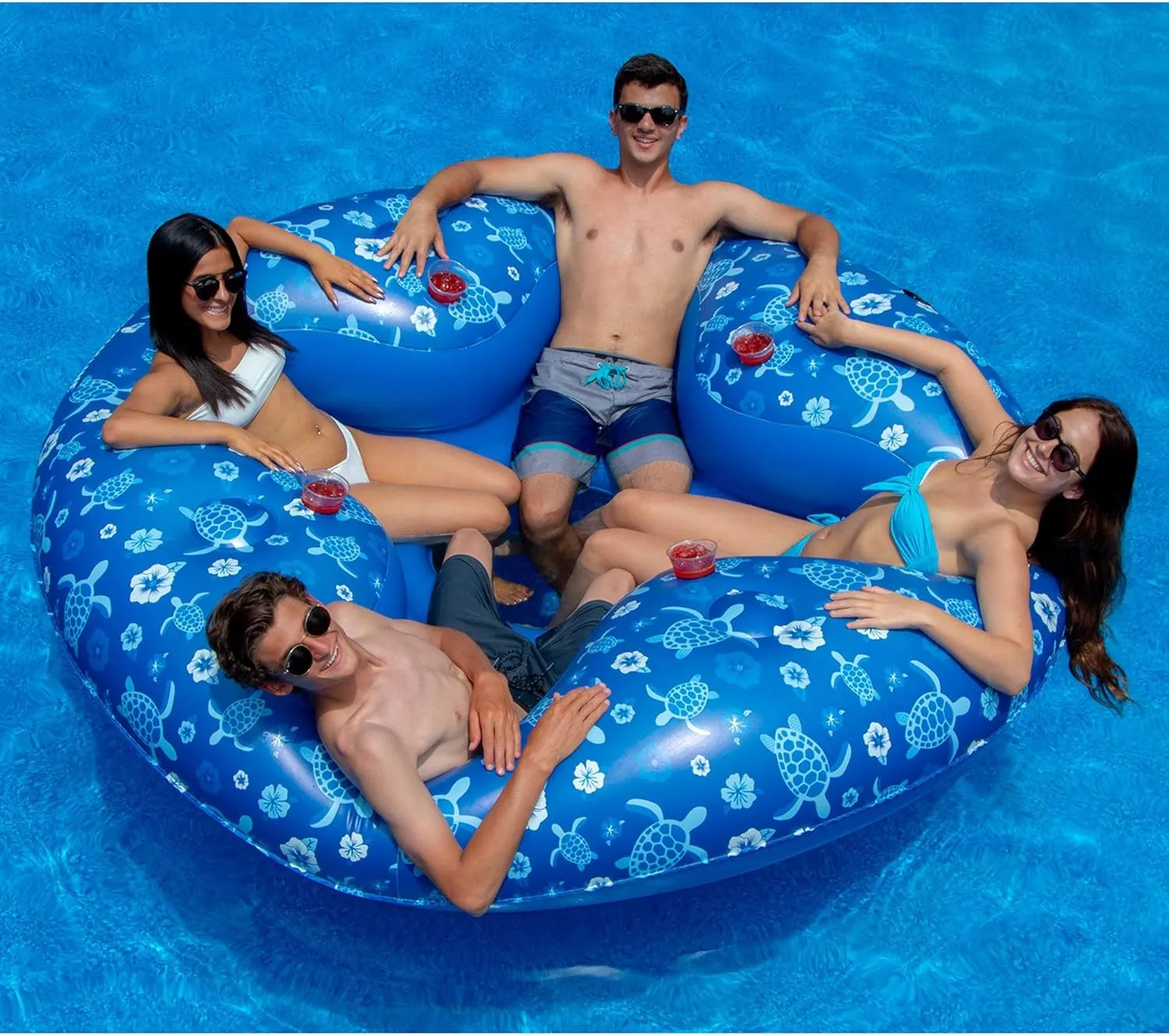 Swimline Tropical 4 Person Pool Lounger, Blue