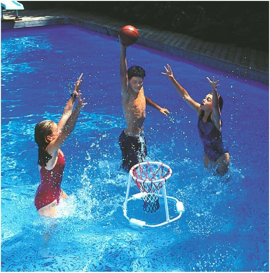 SWIMLINE Pool Basketball Hoop Floating Or Poolside Game With Real Feel Net & Float Foam For Kids & Adults Swimming Splash Super Hoops With Water Basketball Pools Toy Outdoor Summer 9162