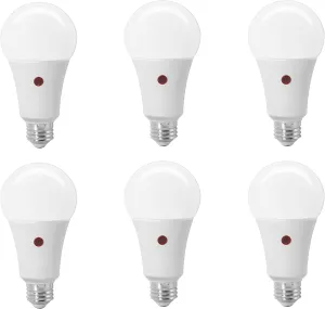 SYLVANIA Dusk to Dawn A21 LED Light Bulb with Auto On/Off Light Sensor, 100W=13W, 1500 Lumens, 2700K, Soft White - 6 Pack (41258)