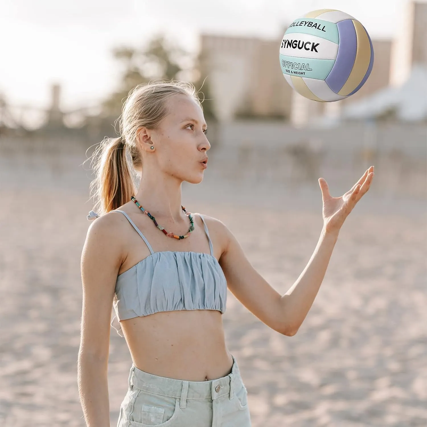 SYNGUCK Size 5 Volleyball,Official Soft Indoor Outdoor Volleyballs Sports Training Game Play Ball for Youth, Teenager, Adult