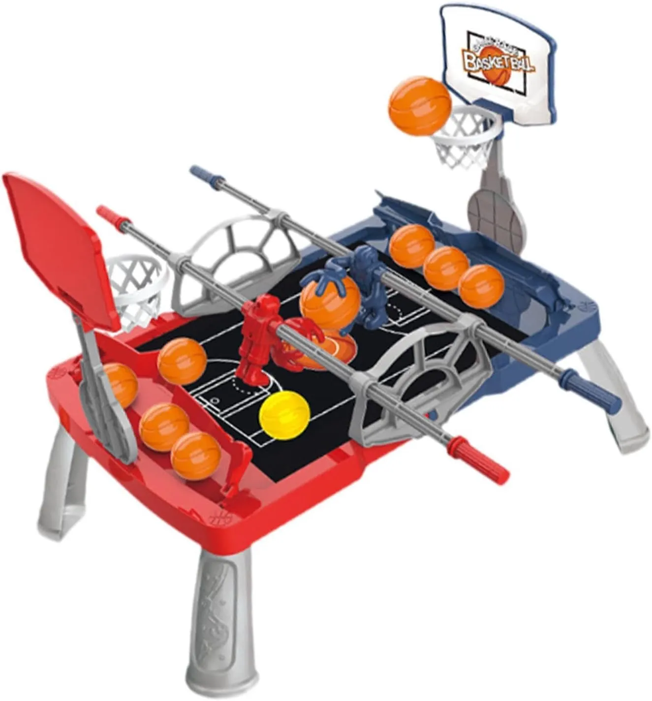 Table Basketball Games Set Mini Basketball Game Creative Novelty Toy Sport Basketball Desktop Toy for Children Birthday Gift, with Foot 10 Balls