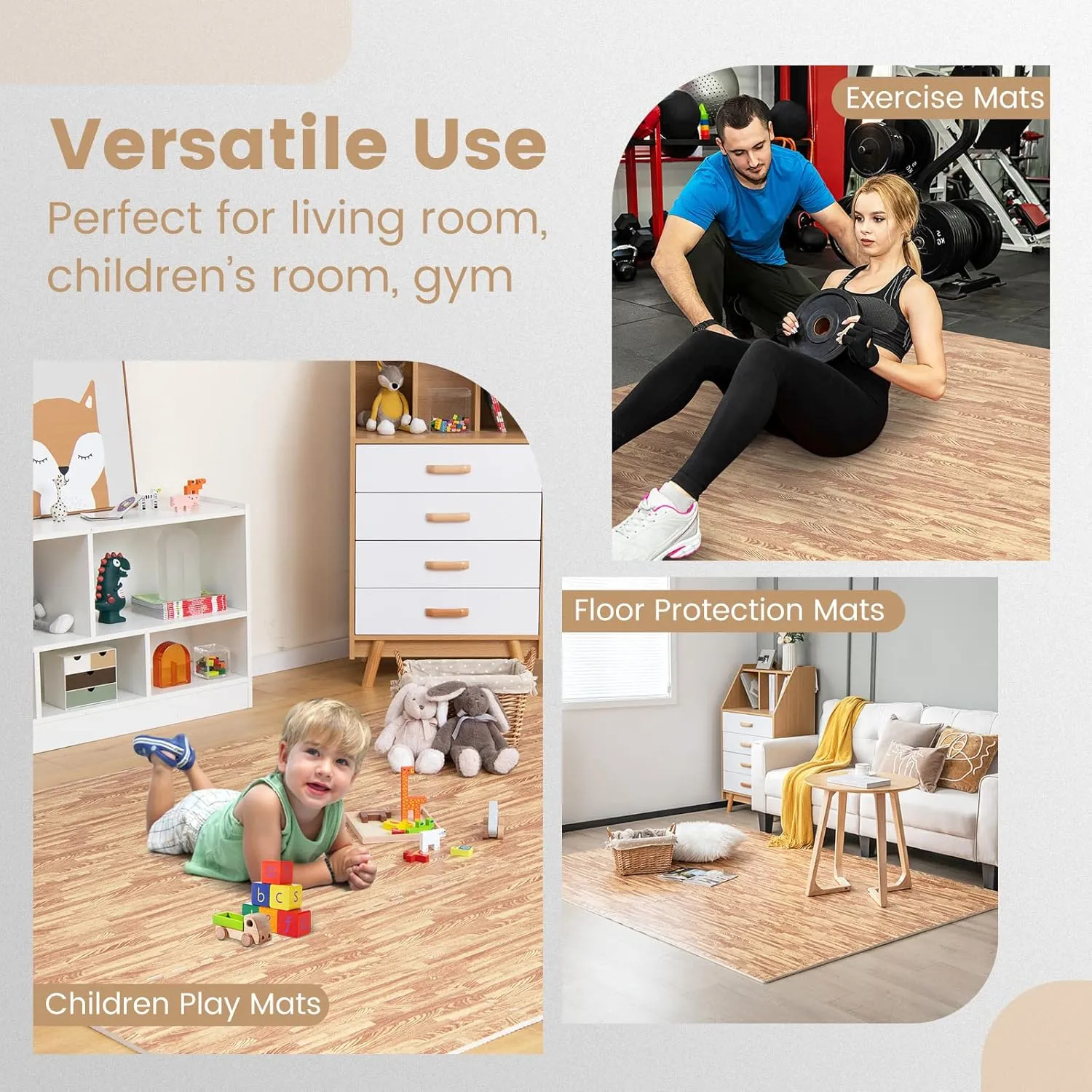 Tangkula 25 Tiles Foam Flooring Mats with Border, 100 SQ FT EVA Interlocking Exercise Foam Mats for Exercise Equipment, Elastic Puzzle Play Mats, 3/8” Thick Non-Slip Workout Floor Mats for Home Gym