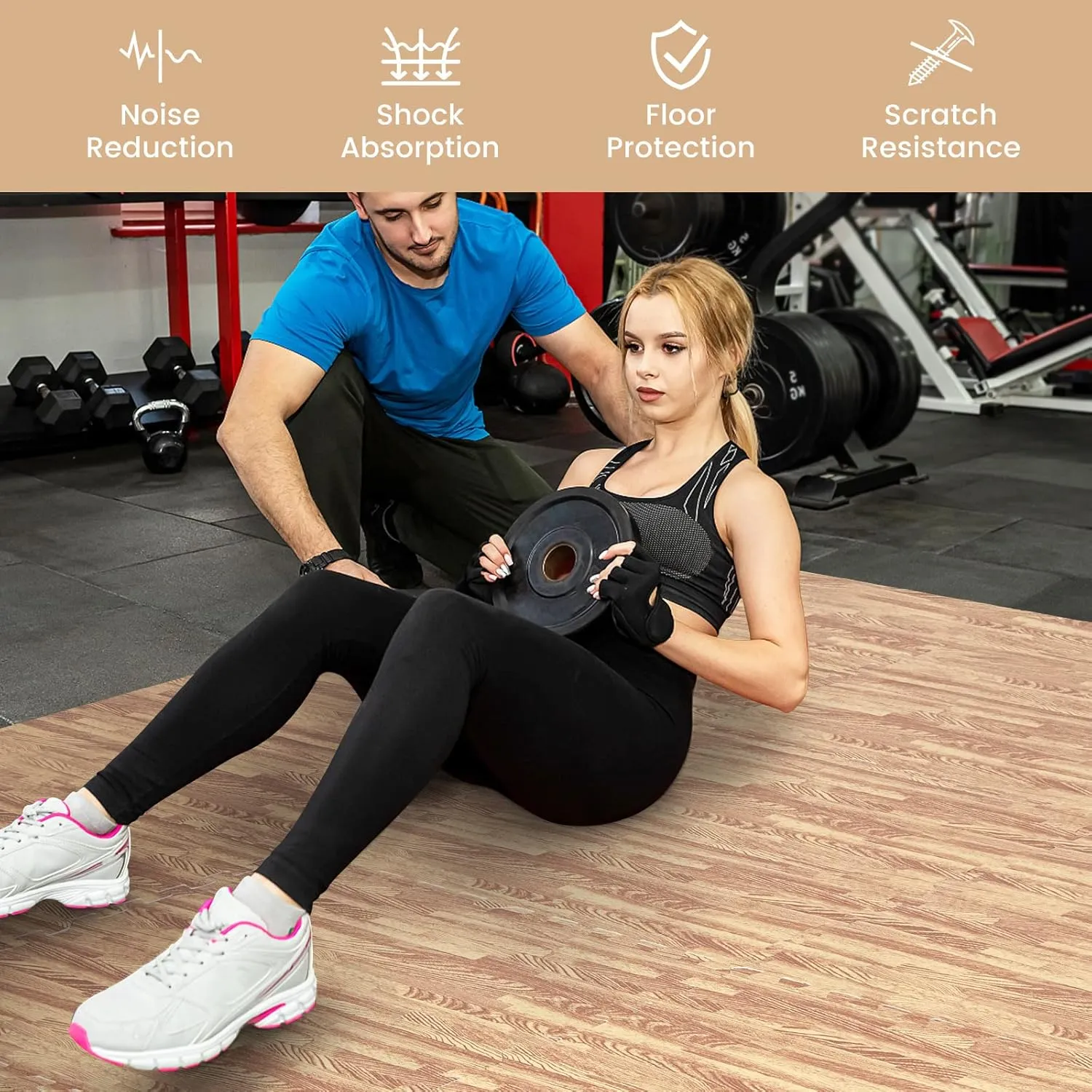 Tangkula 25 Tiles Foam Flooring Mats with Border, 100 SQ FT EVA Interlocking Exercise Foam Mats for Exercise Equipment, Elastic Puzzle Play Mats, 3/8” Thick Non-Slip Workout Floor Mats for Home Gym