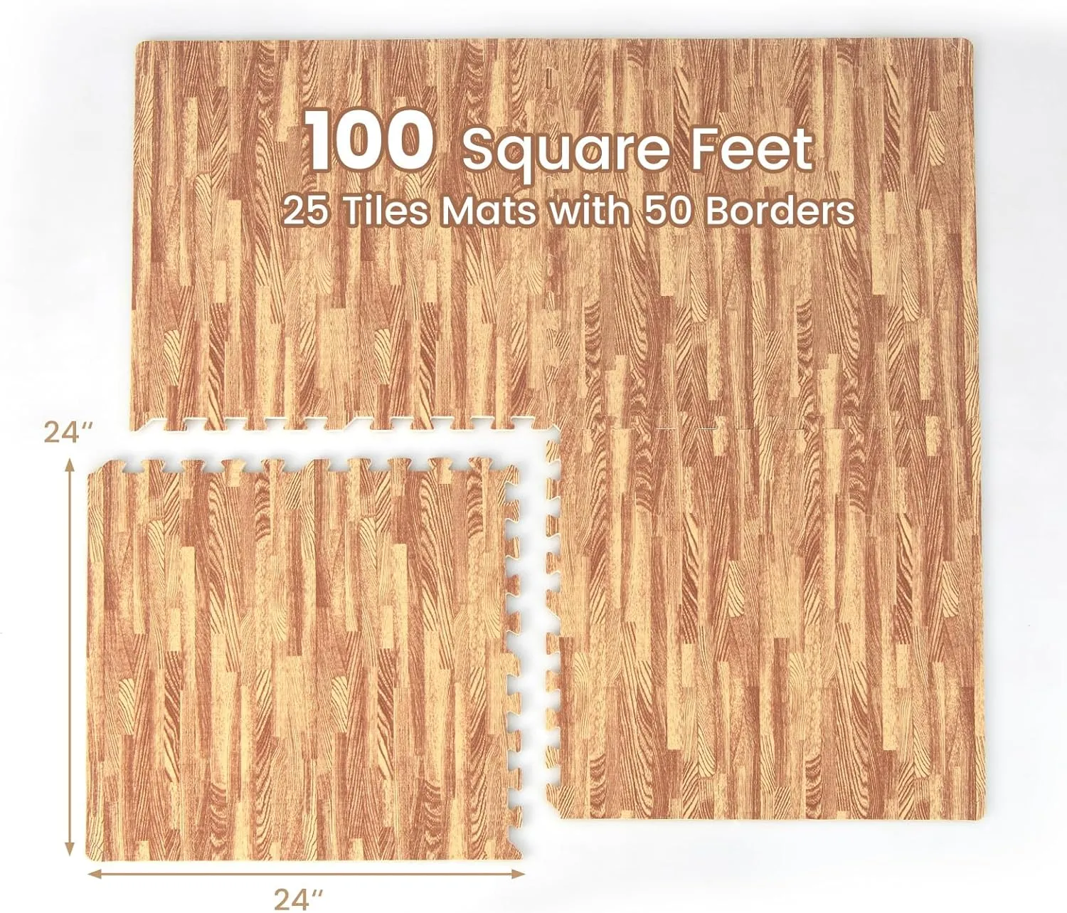Tangkula 25 Tiles Foam Flooring Mats with Border, 100 SQ FT EVA Interlocking Exercise Foam Mats for Exercise Equipment, Elastic Puzzle Play Mats, 3/8” Thick Non-Slip Workout Floor Mats for Home Gym
